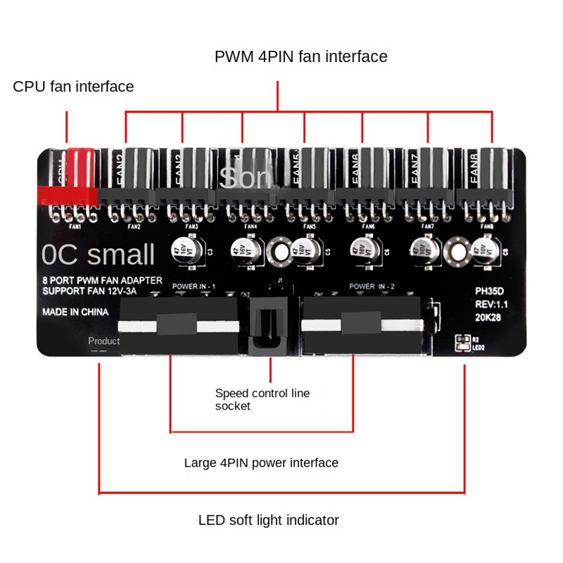 PC 1-8 Channel 4Pin PWM Coolin - Esports Gaming Splitter recension och pris